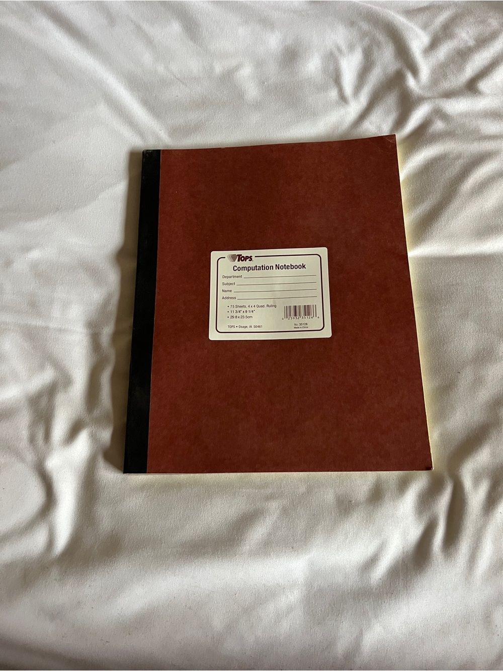 Red Computation Notebook — Durable Office & School Journal